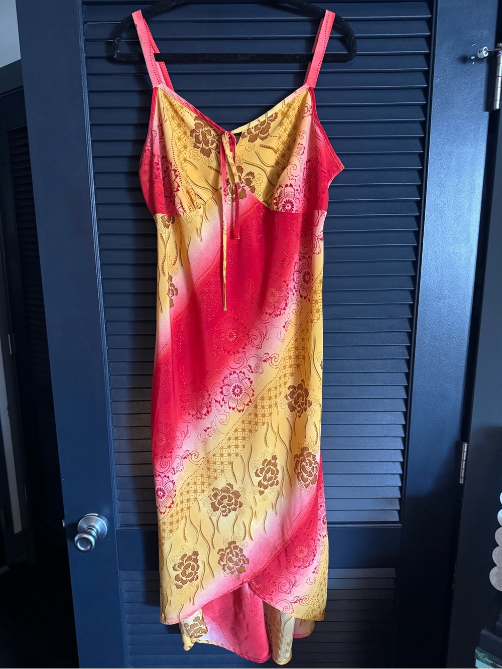 Millenium Gradient Satin Slip Dress | Floral Brocade | Y2K